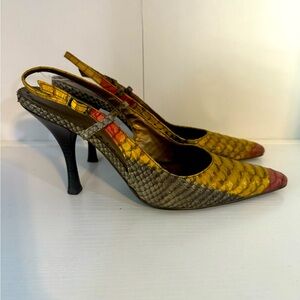 BCBGirls Python Leather Pointed Toe Slingback Pumps Size 7.5